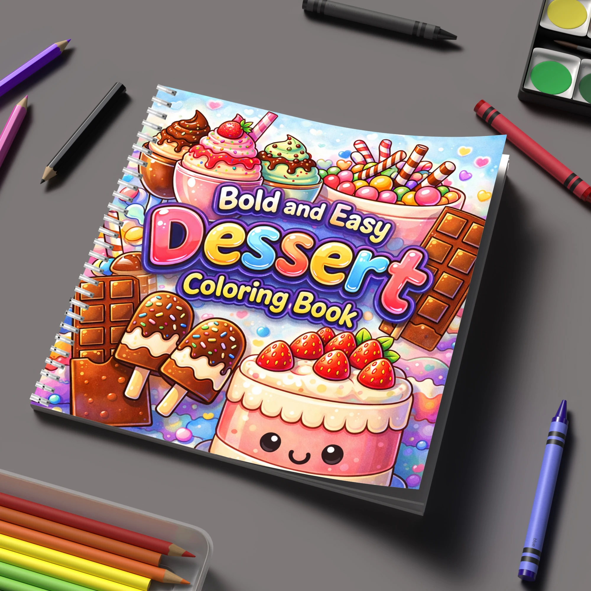 Food And Snacks Coloring Book - 塗り絵ブック 大人向け簡単デザート塗り絵ブック、誕生日プレゼント、新学期用品、大人向けのかわいい描画ブック