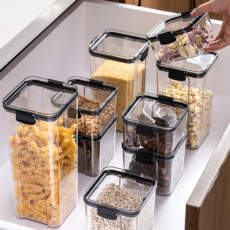 Food Good Snacks - 密封ジャー、雑穀ジャー、キッチン収納、食品グレード透明プラスチックボックス、スナック・乾物・茶葉保存ジャー