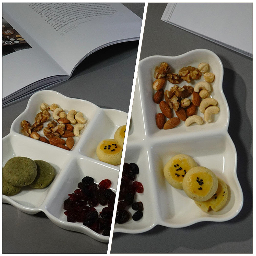 4区画セラミック製スナック皿 フルーツサービングトレイ デザ - Food In Japanese Snacks のレビューと価格