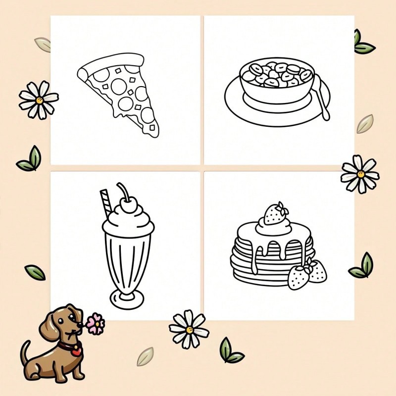 新しい食べ物とスナックをテーマにした塗り絵、大人向けの落書き - Food Snacks Drawing のレビューと価格