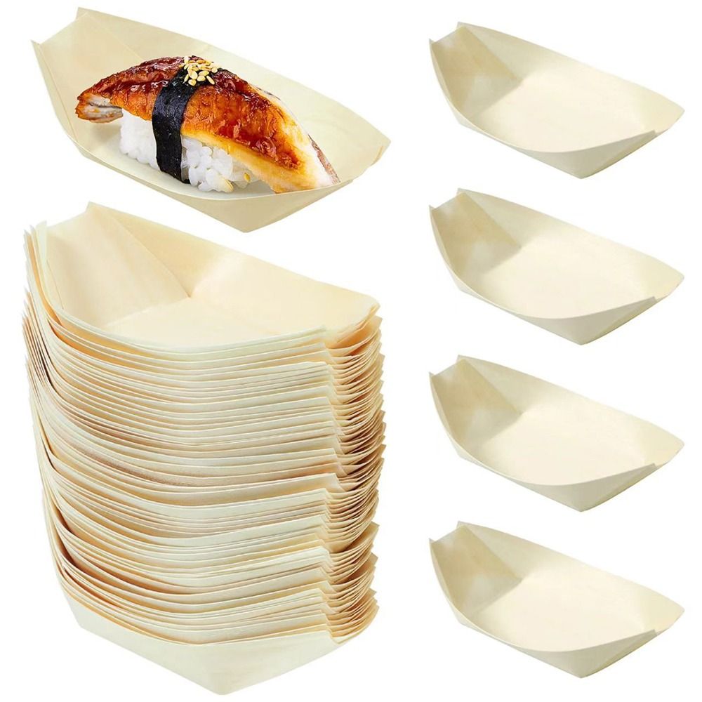 50個入り マルチサイズ 使い捨て 木製ボート型プレート 和 - Food In Japanese Snacks のレビューと価格