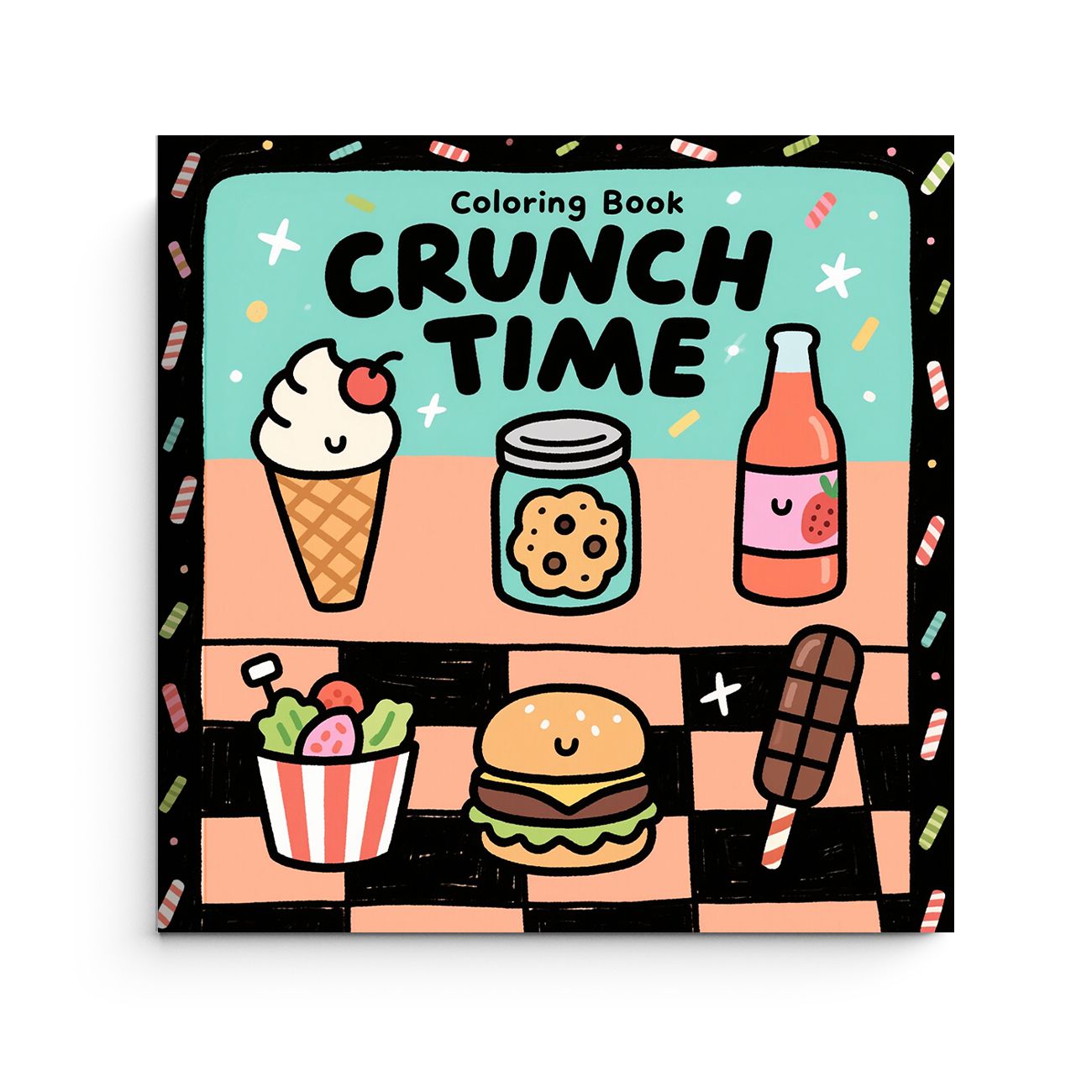 クランチタイムぬりえブック かわいいアイスクリーム バーガー - Food And Snacks Coloring Book のレビューと価格