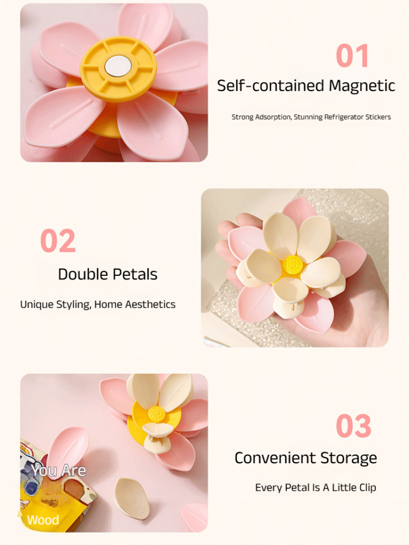 優しい蓮の冷蔵庫マグネット、食品密封クリップ、蓮の花びら冷蔵 - Food Good Snacks のレビューと価格
