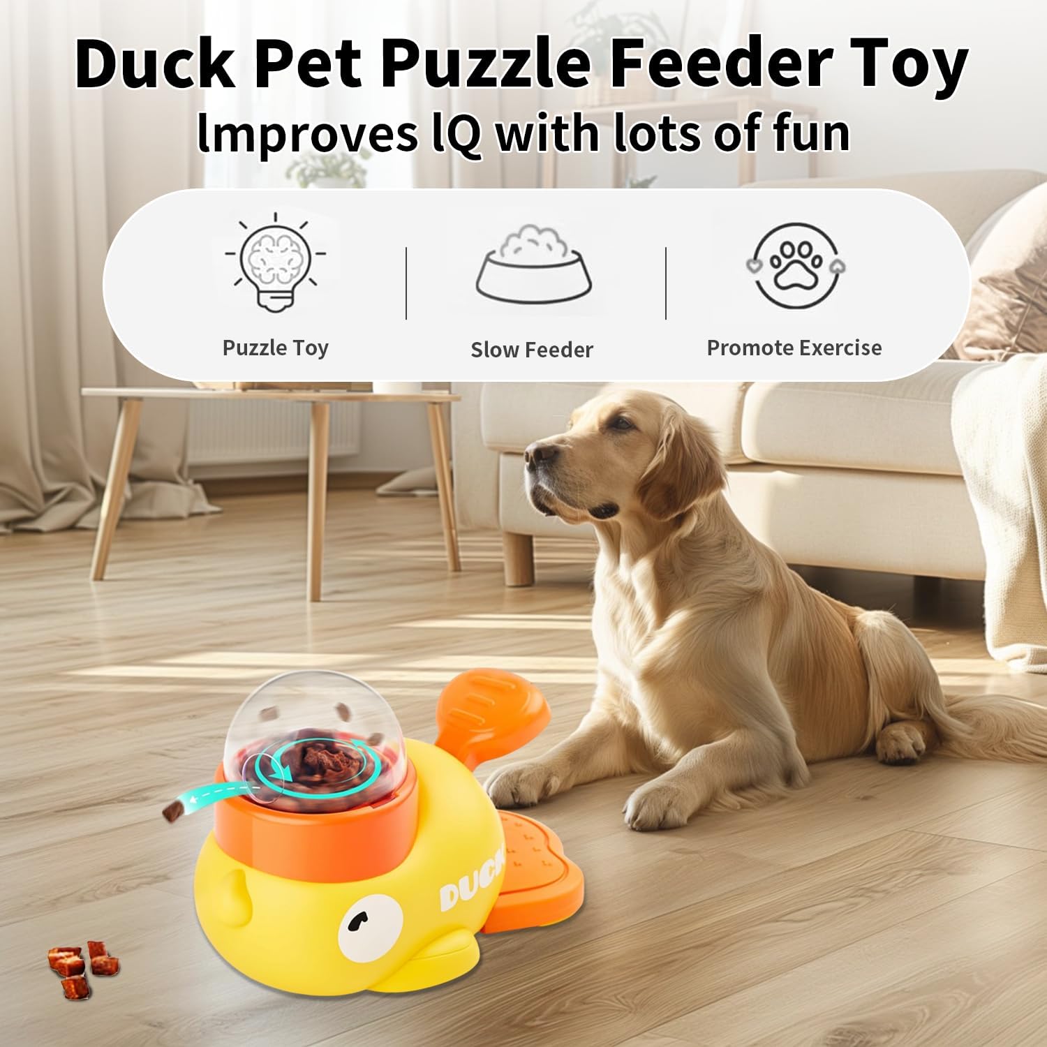インタラクティブな犬用おやつ配布玩具、かわいいアヒル型スロー - Food Snacks Distribution のレビューと価格
