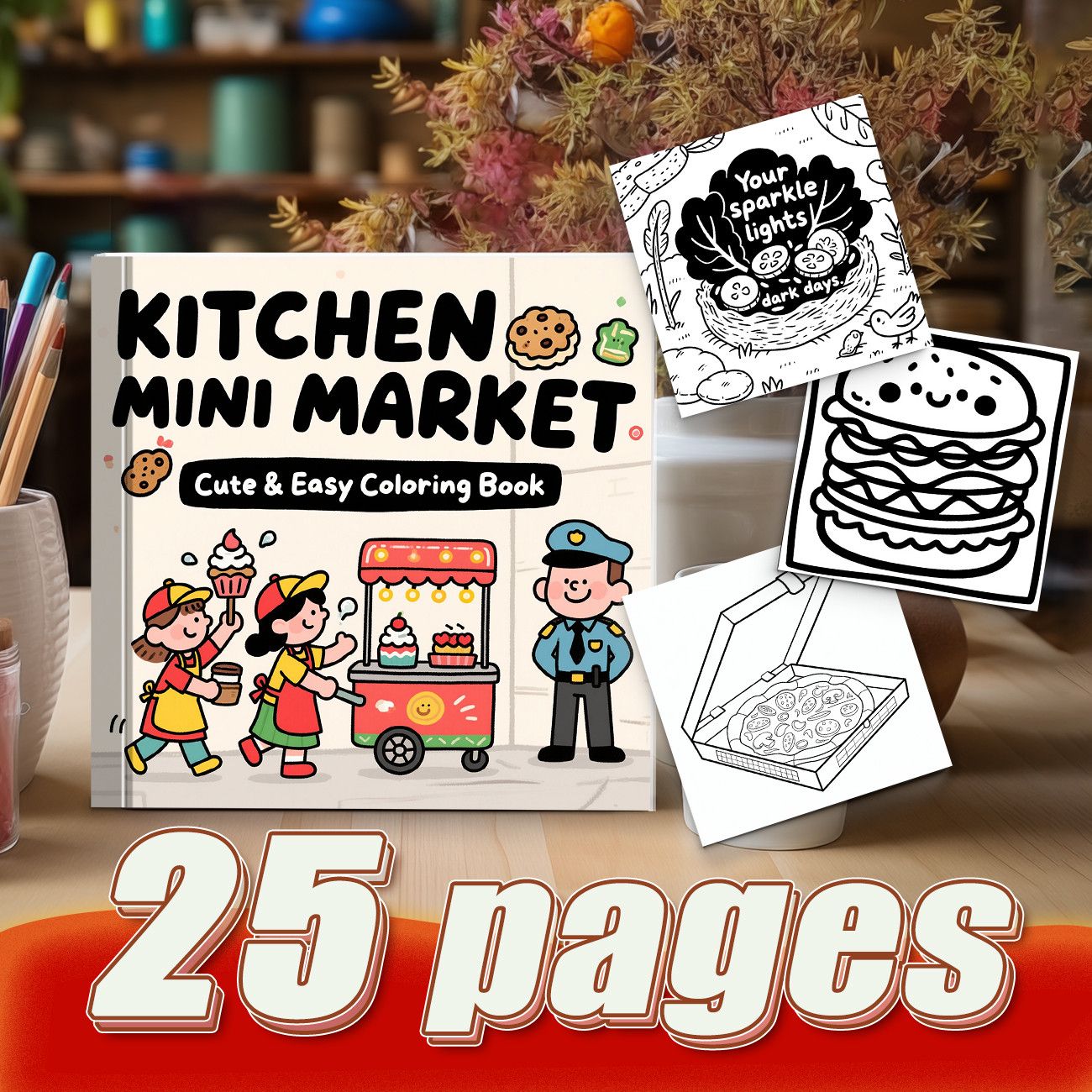 キッチンミニマーケット かわいくて簡単な塗り絵 ストリートフ - Food And Snacks Coloring Book のレビューと価格